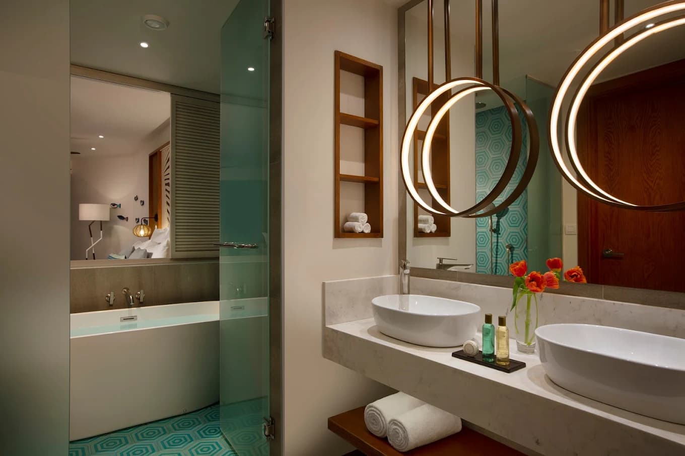 Junior suite bathroom with soaking tub